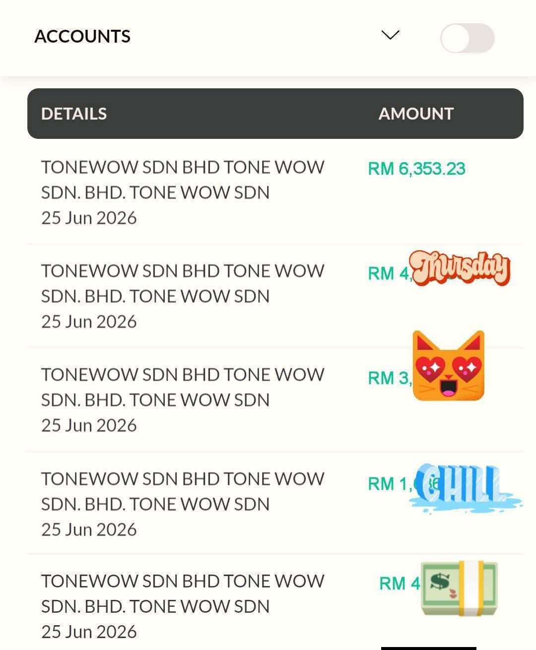 Komisyen Tone Wow RM6,353 diterima dalam satu bulan